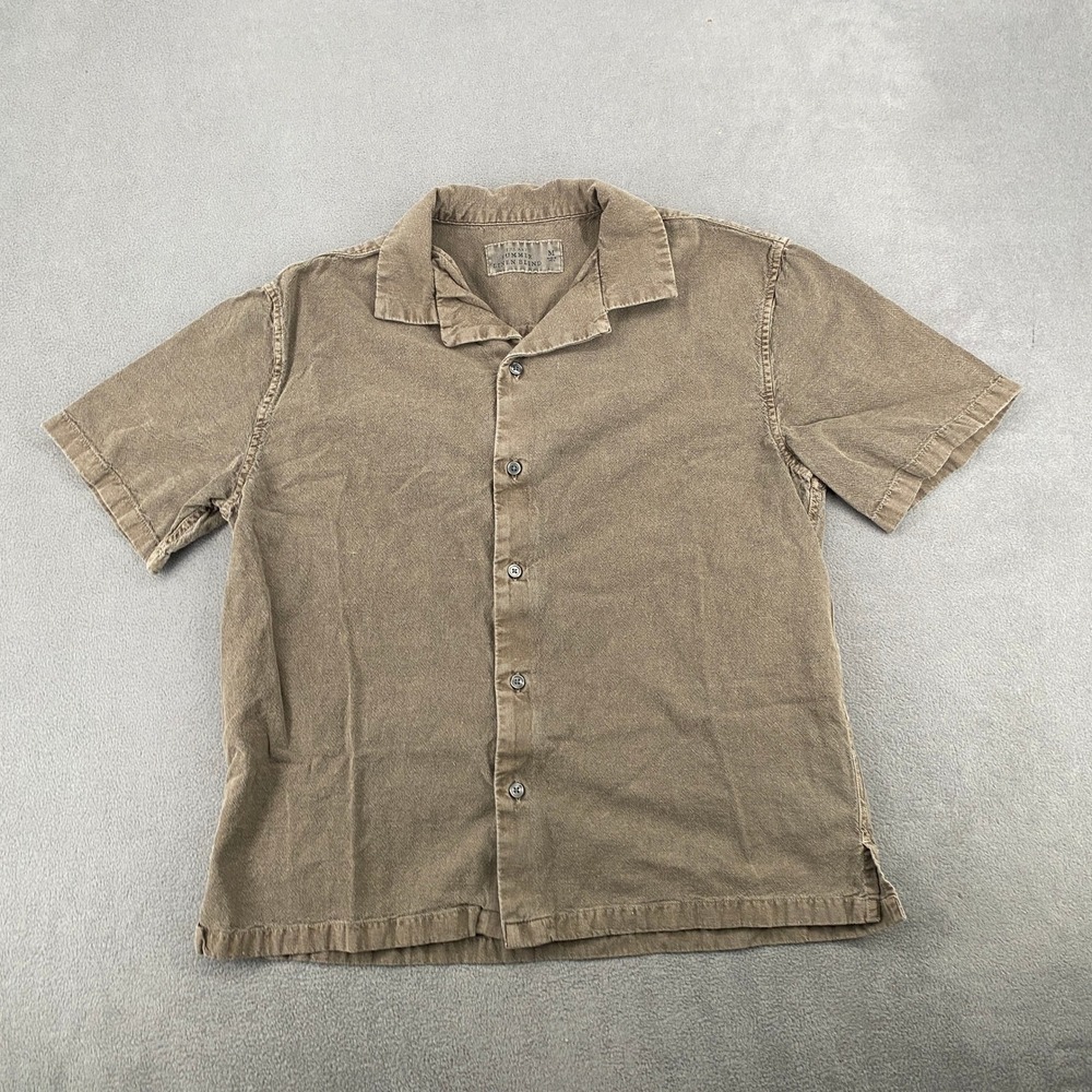 Abercrombie & Fitch Mens Brown Linen Blend Short Sleeve Camp Collar Shirt Size M